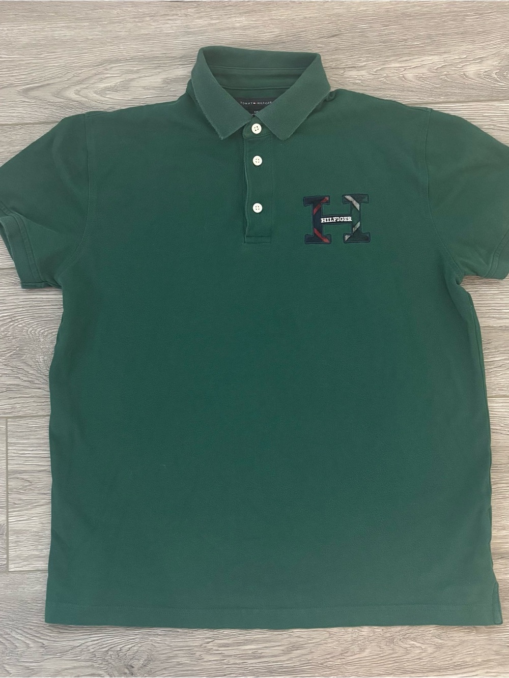 Tommy Hilfiger Forest Green Polo Shirt with Logo Patch Womens Small